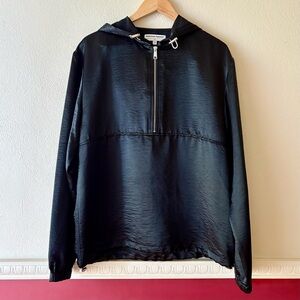 American Apparel black pullover hooded jacket half zip